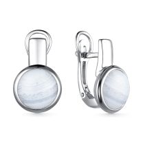 Серьги из серебра со вставкой агат снежный