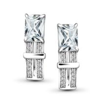 Серьги из серебра с горным хрусталем и фианитами
