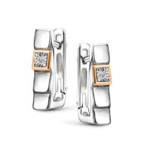 Серьги из серебра с золотой вставкой и бриллиантами