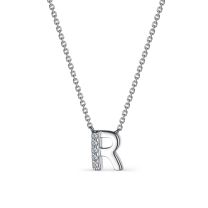Колье из серебра с фианитами "Буква R"