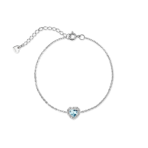 Браслет из серебра с топазом Sky Blue в форме сердца