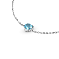 Браслет из серебра с топазом Sky Blue в форме сердца