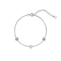 Браслет из серебра с топазом Sky Blue и фианитом