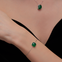 Браслет-цепочка из серебра с зеленым агатом Lollipop