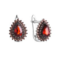Серьги из серебра с гранатом Spring