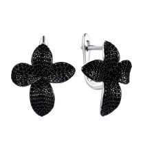 Серьги из серебра с фианитом Flower