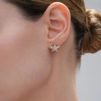 Серьги-пусеты из серебра с позолотой Stars
