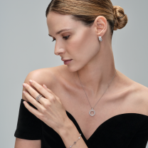 Серьги из серебра с фианитом Caviar