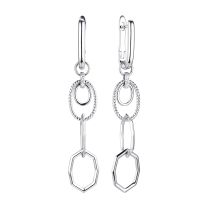 Серьги из серебра с фианитом Chain