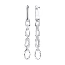 Серьги из серебра с фианитом Chain