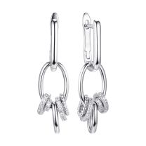Серьги из серебра с фианитом Chain