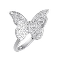 Кольцо из серебра с фианитом Butterflies