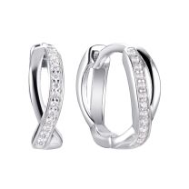 Серьги-кольца из серебра с фианитом Spark Line