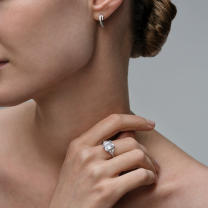 Серьги-кольца из серебра с фианитом Spark Line