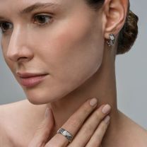 Серьги из серебра с фианитом Rio
