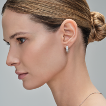 Серьги-кольца из серебра с фианитом Spark Line