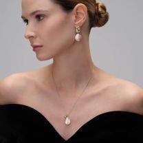 Серьги из серебра с позолотой Baroque Pearl