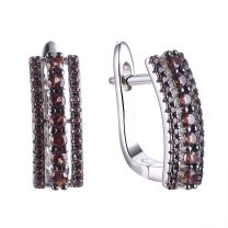 Серьги из серебра с фианитом Brown