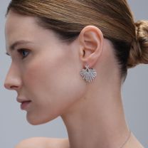 Серьги из серебра с фианитом Sun