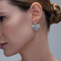 Серьги из серебра с фианитом Sun