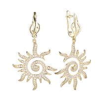 Серьги из серебра с позолотой Sun