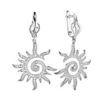 Серьги из серебра с фианитом Sun