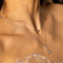 Колье из серебра с фианитом "Серебристый блеск"