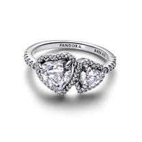 Кольцо «Сверкающие сердца с ореолом»