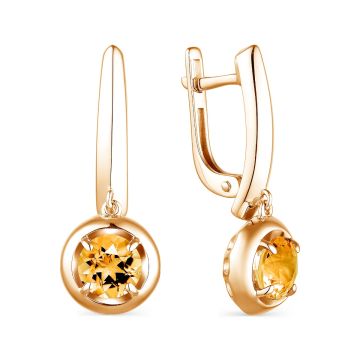 Серьги из серебра с цитрином