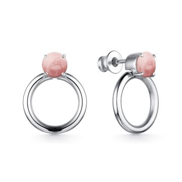 Серьги из серебра с розовым кварцем
