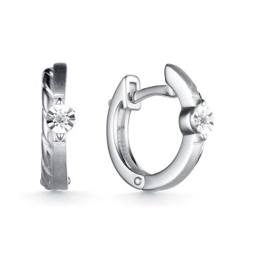 Серьги-кольца из серебра с бриллиантом