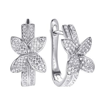 Серьги из серебра с фианитом Flower