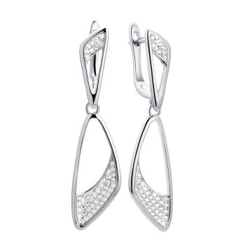 Серьги из серебра с фианитом Geometry