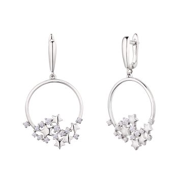 Серьги из серебра с фианитом Stars