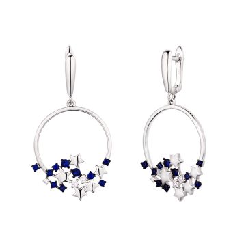 Серьги из серебра с фианитом Stars