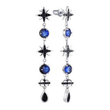 Серьги из серебра с фианитом Stars