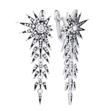 Серьги из серебра с фианитом Stars