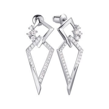 Серьги из серебра с фианитом Geometry