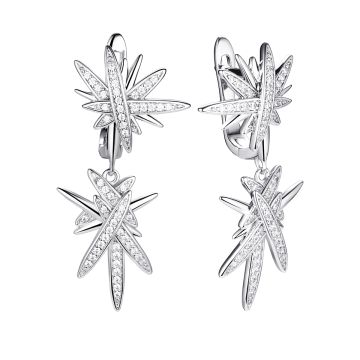 Серьги из серебра с фианитом Stars