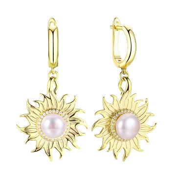 Серьги из серебра с позолотой Sun