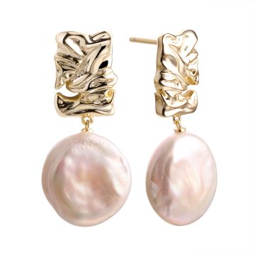 Серьги из серебра с позолотой Baroque Pearl