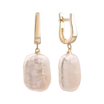 Серьги из серебра с позолотой Baroque Pearl