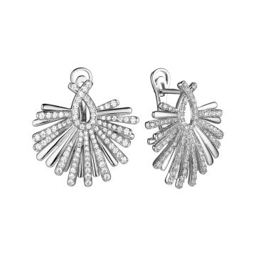 Серьги из серебра с фианитом Sun