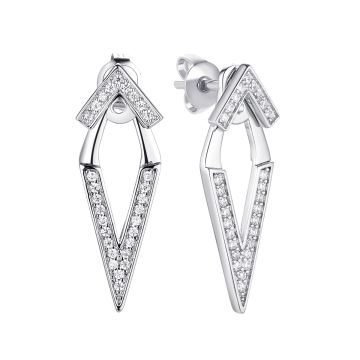 Серьги из серебра с фианитом Geometry
