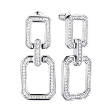 Серьги из серебра с фианитом Chain