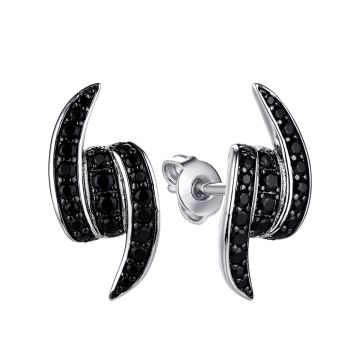 Серьги-пусеты из серебра Black&white