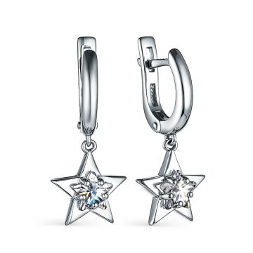 Серьги из серебра с фианитами