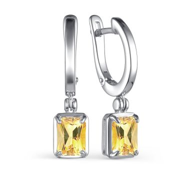 Серьги из серебра с цитрином
