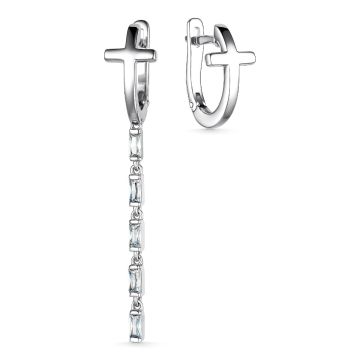 Серьги из серебра с фианитами