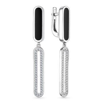 Серьги из серебра с фианитами и эмалью